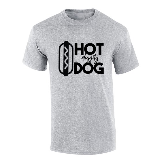 Funny Hot Diggity Dog Adult Unisex Short Sleeve T-Shirt-Sports Gray-Large