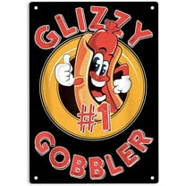 Funny Hot Dog #1 Glizzy Gobbler Signs Metal Tin Sign, Hot Dog Poster for Home Office Bar Hotel Wall Decor Plaque Sign 12x8 Inch
