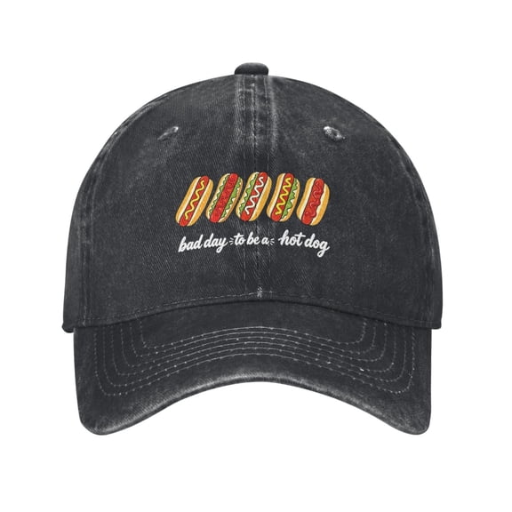 Funny Hot Dog Baseball Cap with Bad Day to Be a Hot Dog Hat Denim Adjustable Humorous Gifts for Women Men