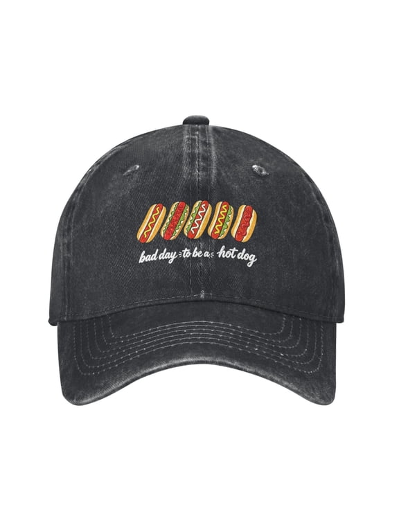 Funny Hot Dog Baseball Cap with Bad Day to Be a Hot Dog Hat Denim Adjustable Humorous Gifts for Women Men