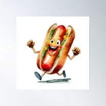 Funny Hot Dog Cartoon Poster Wall Art, Modern Wall Decor For Living Room Bedroom, 8x12 UNFRAMED