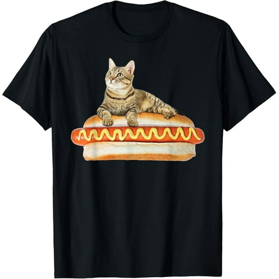 Funny Hot Dog Cat T-Shirt – Cute Kitty Food Tee by Zany Brainy