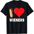 thumbnail image 1 of Funny Hot Dog Design - I Love Wieners Heart BBQ LGBT Gay T-Shirt mens t shirt，black，women，funny，misfits，men，journey，t-shirt, 1 of 4