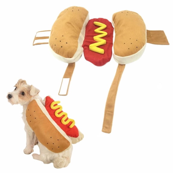Funny Hot Dog Hamburger Pet Costume for Dogs & Cats - Cute Cosplay Outfit for Halloween, Parties