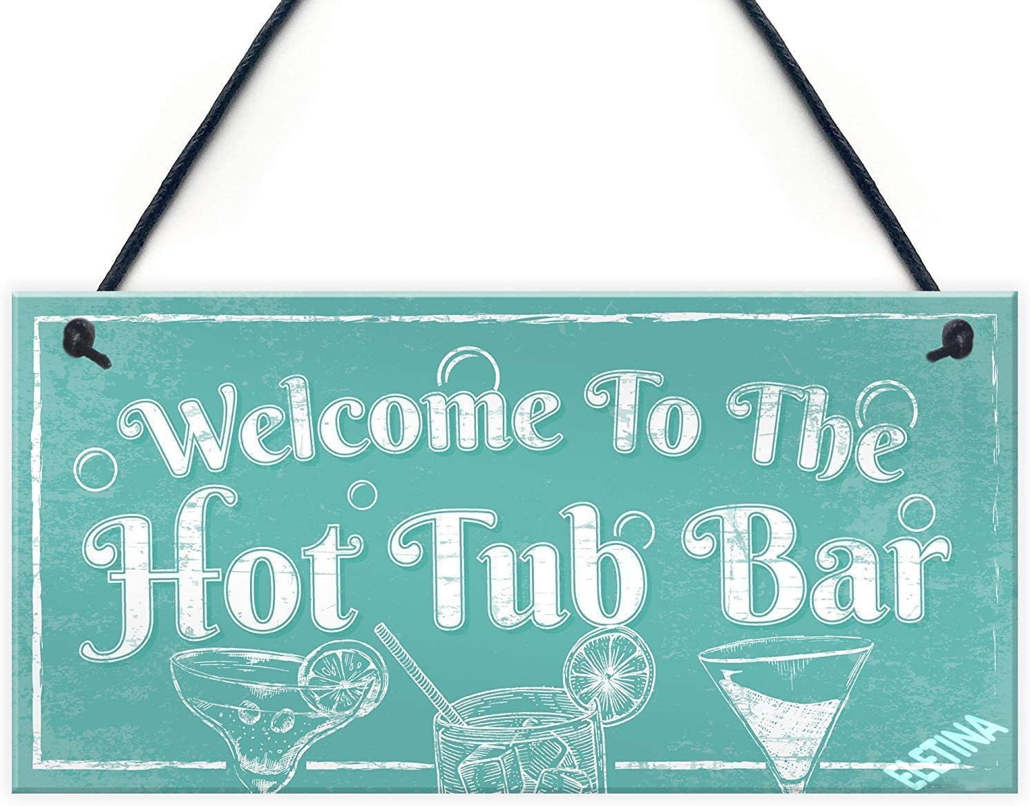 Fun Restyraunt Signs Funny Hot Tub Wooden Sign - Welcome to The Hot Tub Bar - Retro Novelty ...