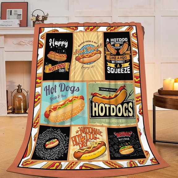 Funny Hotdog Blanket Super Soft Cozy Fleece Food Throw Blanket Plush Bedding Hot Dog Stuffed Blanket Gifts for Boys Girls Kids Women 50''X60''