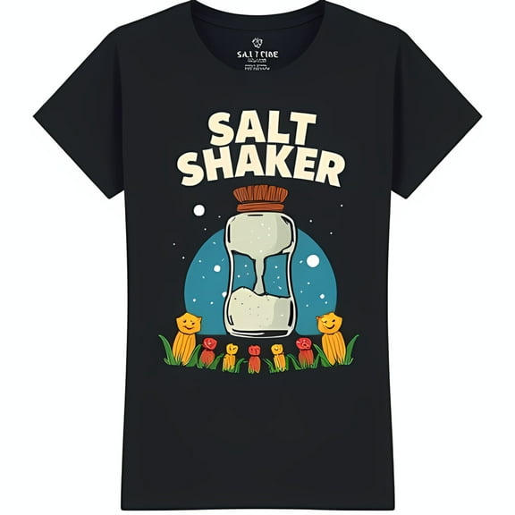 Funny Hourglass Salt Shaker Graphic Black T-Shirt Shake Things Up