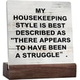 thumbnail image 1 of Funny My Housekeeping Style Ceramic Table Sign Desk Decor Rustic Housewarming Gift Ceramic Desk Sign For Home Living Room Office Shelf Table Decoration, 1 of 6