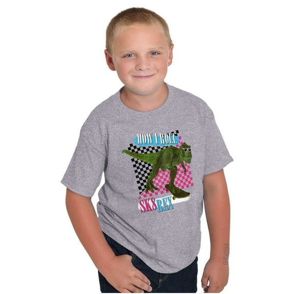 Funny How I Roll Sk8 Rex Dinosaur Crewneck T Shirts Boy Girl Teen Brisco Brands S
