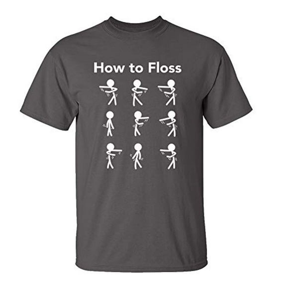 Funny How to Floss Adult Short Sleeve T-Shirt-Charcoal-Medium