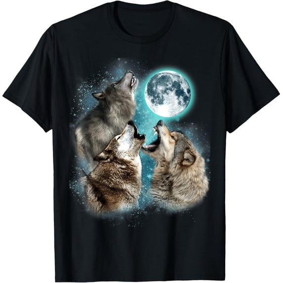 Funny Howling Wolves T-Shirt – 3 Wolf Moon Parody Tee for Men, Women & Animal Lovers