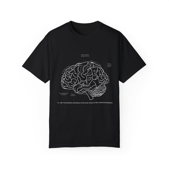 Funny Human Brain Anatomy Physiology Men Women Gift Retro Medical Science Anatomical Student Unisex Garment-Dyed T-shirt