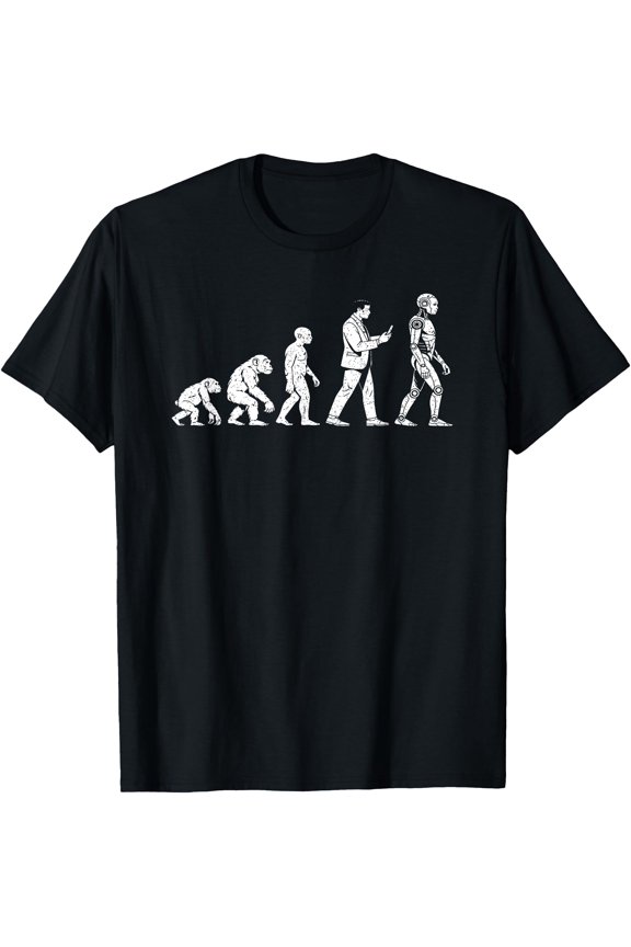 Funny Human Evolution to Robot AI Sarcastic Tech Geek T-Shirt