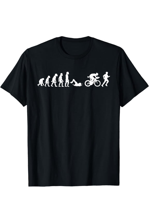Funny Human Triathlon Evolution Triathlete Swim Run Cycle T-Shirt