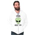 thumbnail image 1 of Funny Humans Aren't Real Aliens Zip Up Hoodie Men's Women's Brisco Brands S, 1 of 5