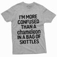 thumbnail image 1 of Funny Humor T-Shirt I Am More Confused Than A Chameleon In A Bag Of Skittles Tee (XX-Large Grey), 1 of 6