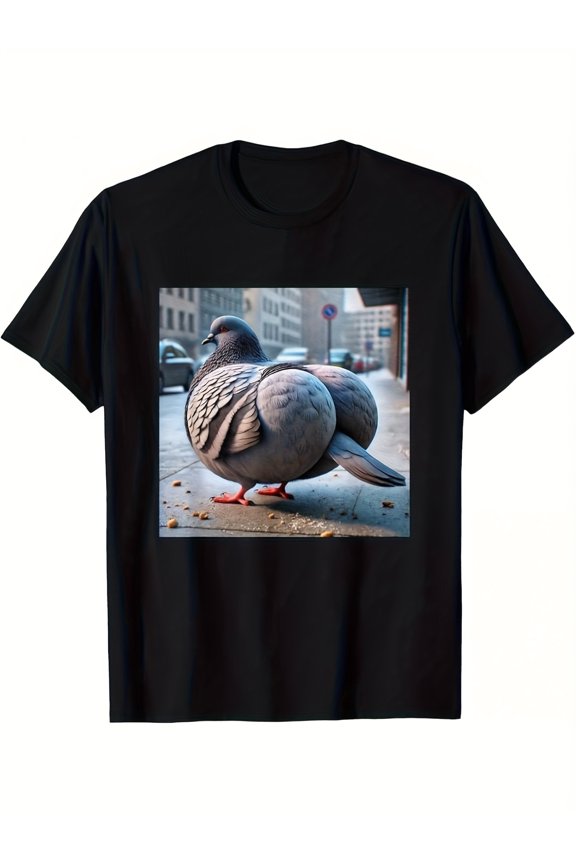 Funny Humor Thicc Pigeon Graphic Vintage Grunge Y2k Cotton Men's Women's T-Shirt