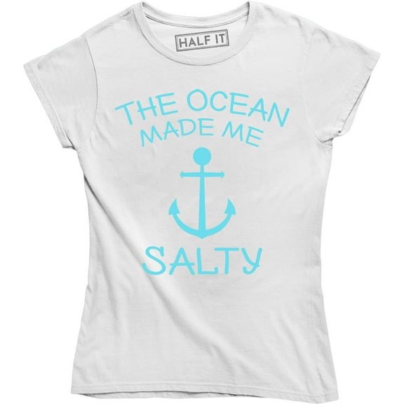 Funny Humor Vacation The Ocean Made Me Salty Women's Tee Shirt