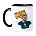 thumbnail image 1 of 3dRose, Funny Humorous Man Guy With A Sign Will Work For Brussels Sprouts, 15oz Two-Tone Black Mug, 1 of 7