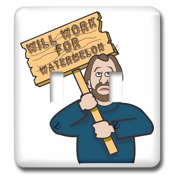3dRose, Funny Humorous Man Guy With A Sign Will Work For Watermelon, double toggle switch