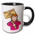 thumbnail image 1 of 3drose, Funny Humorous Woman Girl with a Sign Will Work for Oatmeal, 15oz Two-tone Black Mug, 1 of 6