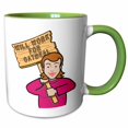 thumbnail image 1 of 3drose, Funny Humorous Woman Girl with a Sign Will Work for Oatmeal, 15oz Two-tone Green Mug, 1 of 6