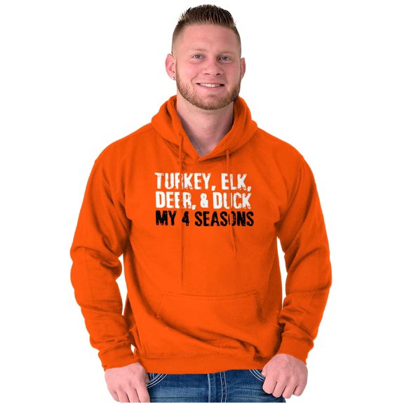 Funny Hunting 4 Seasons Deer Elk Fowl Unisex Plus Fleece Graphic Hoodie Brisco Brands 3X