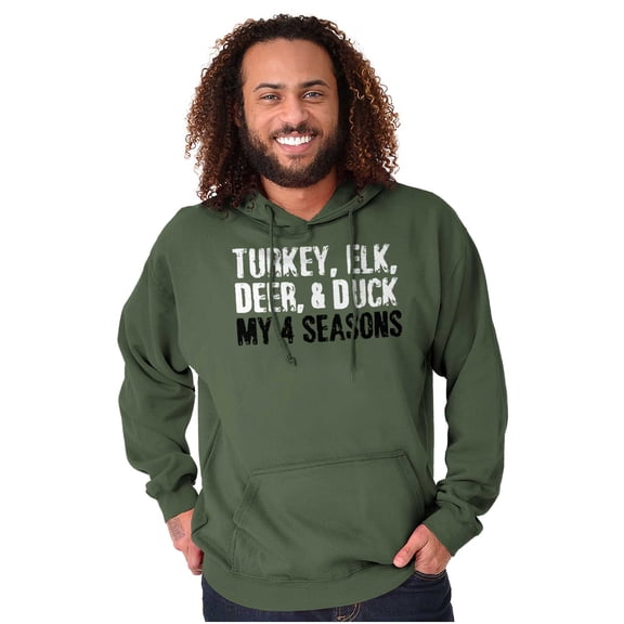 Funny Hunting 4 Seasons Deer Elk Fowl Unisex Plus Fleece Graphic Hoodie Brisco Brands 5X