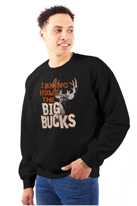 Funny Hunting Big Bucks Deer Hunt Pun Unisex Plus Fleece Graphic Sweatshirt Brisco Brands 3X