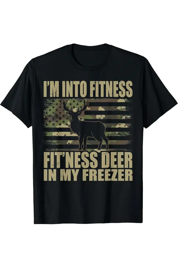 Funny Hunting Fitness Deer Hunter Men Novelty Graphic T-Shirt