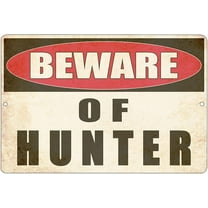 Funny Hunting Metal Tin Sign Wall Decor Man Cave Bar Warning Beware of Hunter