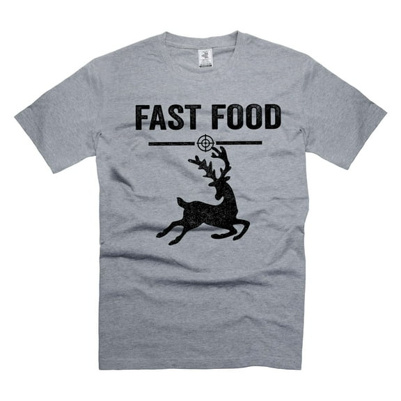 Funny Hunting Shirt Deer Fast Food Shirt Deer Hunting T-Shirt Hunter Gifts Father's Day Hunting Tee (Small Grey)