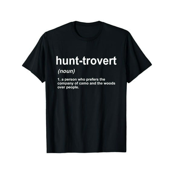Funny Hunting Shirts For Hunters Men, Hunt-trovert Hunting T-Shirt Everyday Essential Classic Print Round Neck Short Sleeve Cotton T-shirt for Men
