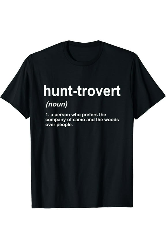 Funny Hunting Shirts For Hunters Men, Hunt-trovert Hunting T-Shirt Everyday Essential Classic Print Round Neck Short Sleeve Cotton T-shirt for Men
