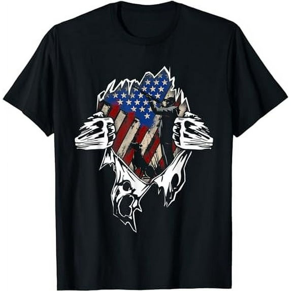 Funny Hunting T-Shirt Hunter Vintage American USA Flag Gift T-Shirt