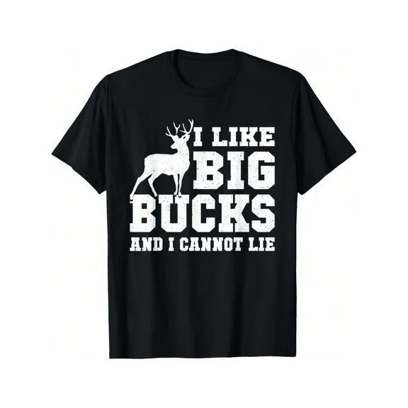 Funny Hunting T-Shirt I Like Big Bucks And I Cannot Lie Deer Graphic Tee for Men