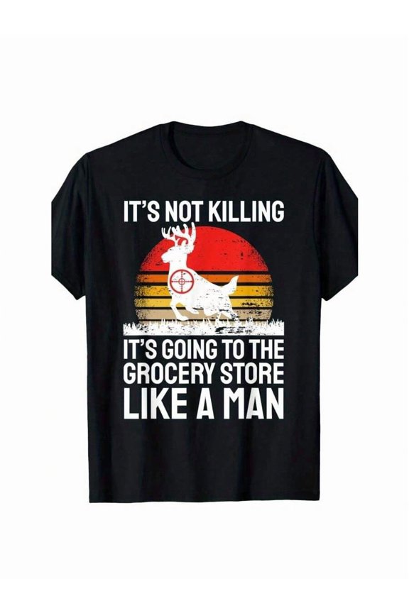 Funny Hunting T-Shirt Men's Retro Deer Graphic Tee Outdoor Hunter Humor Apparel