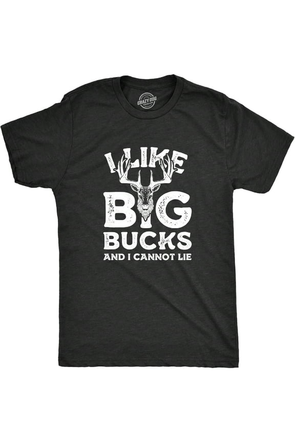 Funny Hunting T-Shirt for Men I Like Big Bucks Graphic Deer Tee Black Cotton Short Sleeve