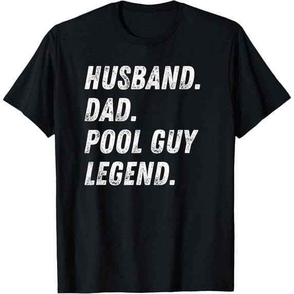 Funny Husband Dad Pool Guy Legend Men's Graphic T-Shirt, Retro Distressed Short Sleeve Cotton Tee, Great Father's Day Birthday Gift for Men