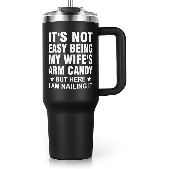 Funny Husband Gifts from Wife 40oz Tumbler with Handle & Straw Lid for Men, Wedding Anniversary Romantic Gifts for Him, Birthday Fathers Day Christmas Valentines Day Travel Coffee Cup