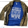thumbnail image 1 of Funny Husband Retirement Retired Shirt, Retirement Party Tee, I Thought I Retired But I Work for Wife Shirt, Retirement Gift for Coworker (Colors:Heather True Royal; Sizes:S;), 1 of 1