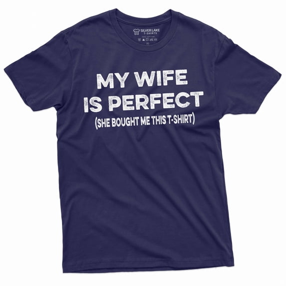 Funny Husband Shirt Men Humorous Shirt Valentine's Day Gift For Husband Hubby Gift From Wife (Large Navy Blue)