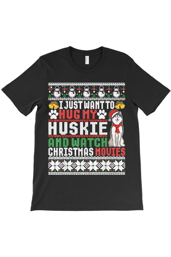 Funny Husky Christmas Xmas Pajama Ugly Sweater Holiday Graphic H43315 Unisex T-Shirt, Up to 5XL Available