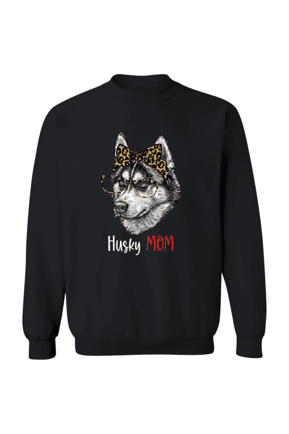 Funny Husky Dog Mom Cute Women Crewneck Pullover Sweatshirt