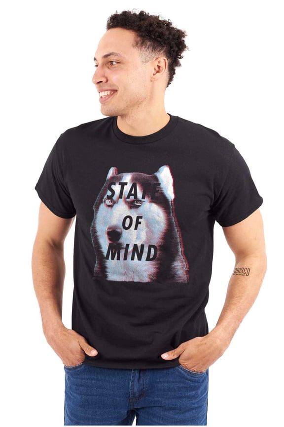 Funny Husky Dog State of Mind Joke Men's Graphic T Shirt Tees Brisco Brands L