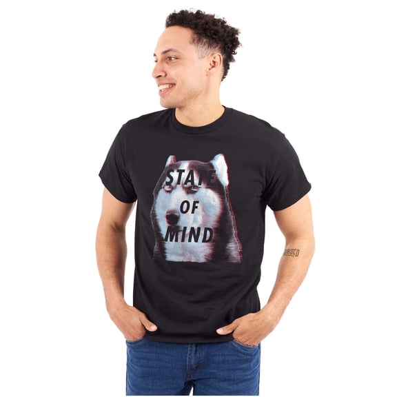 Funny Husky Dog State of Mind Joke Plus Size Crewneck Graphic Tee Shirt Brisco Brands 3X