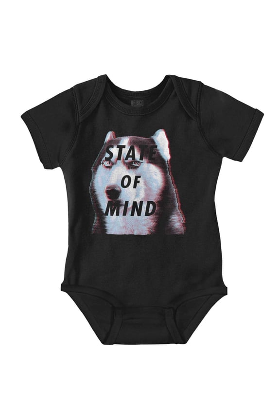 Funny Husky Dog State of Mind Joke Romper Boys or Girls Infant Baby Brisco Brands NB