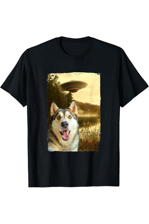 Funny Husky UFO Encounter Hilarious Dog T-shirt