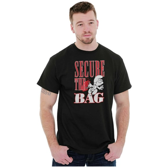 Funny Hustle Smurf Secure The Bag Men's Graphic T Shirt Tees Brisco Brands S