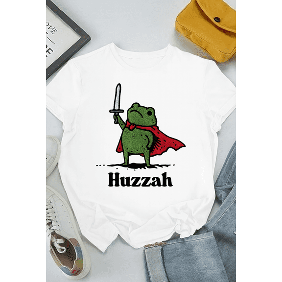 Funny Huzzah Frog Medieval Meme Fantasy Gamer Unisex T-Shirt V12787 up to Size 5XL